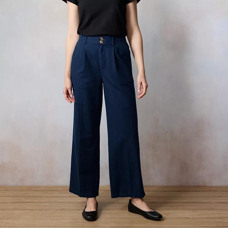 Womens LC Lauren Conrad High-Rise Wide-Leg Pleated Pants Mineral Blue Product Image