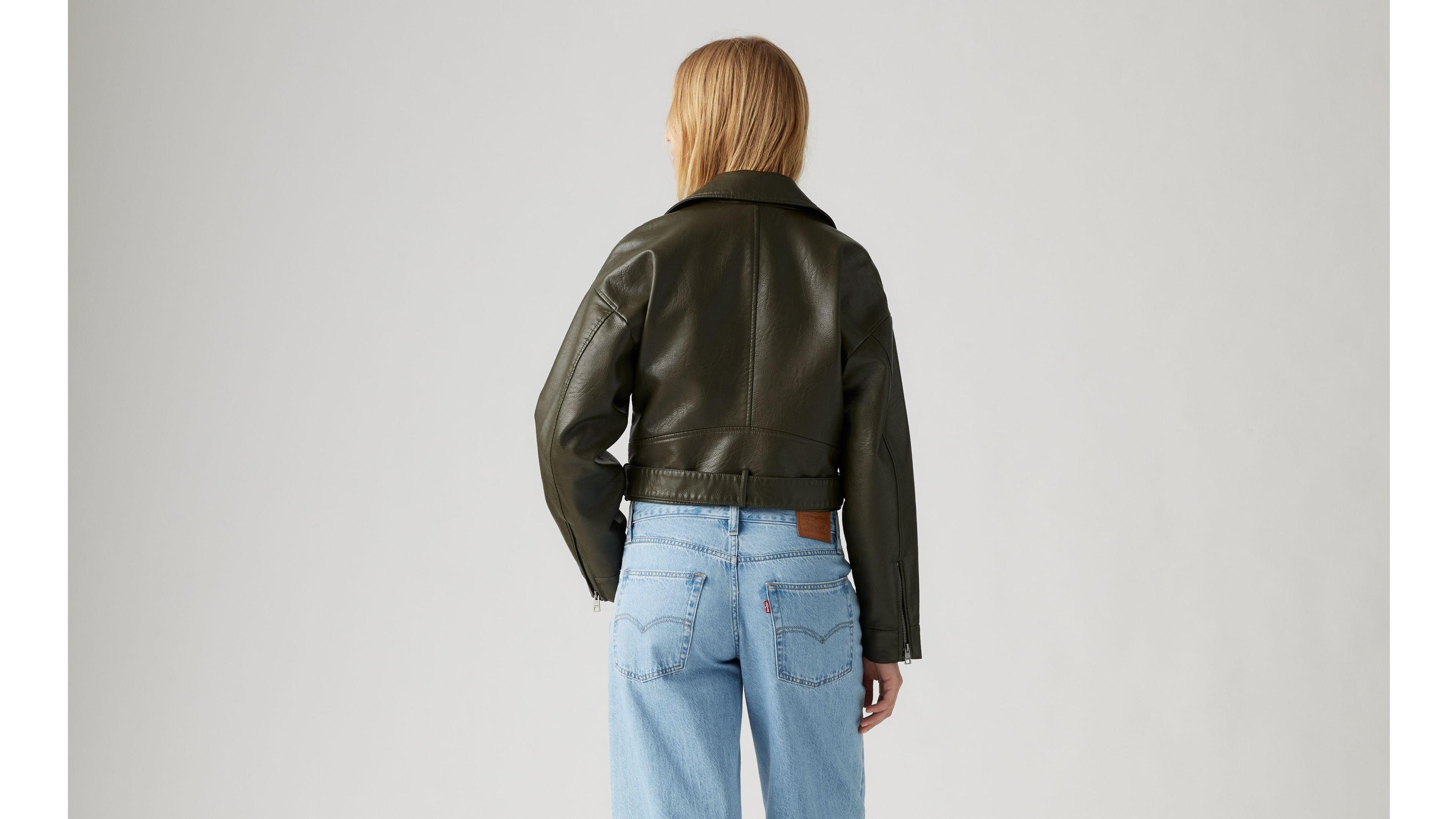 Belted Crop Moto Jacket Product Image