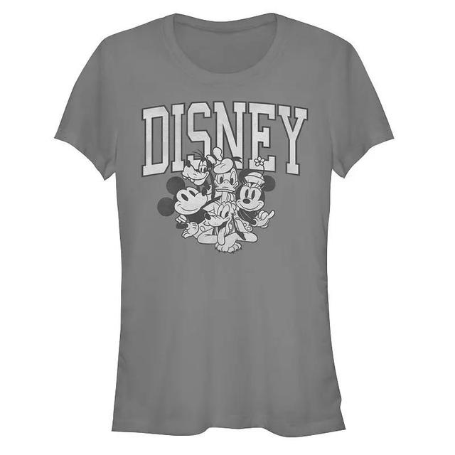 Disneys Mickey Mouse Juniors Group Graphic Tee, Womens Grey Product Image