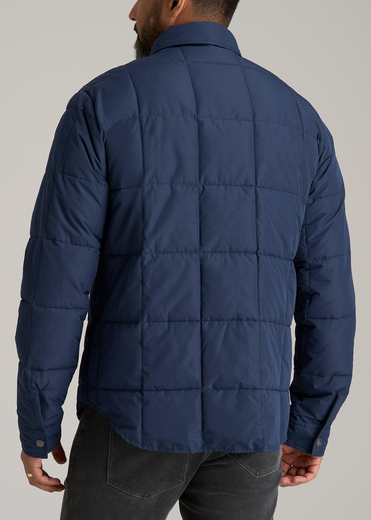 LJ&S Puffer Shirt Jacket for Tall Men in Marine Blue Male Product Image