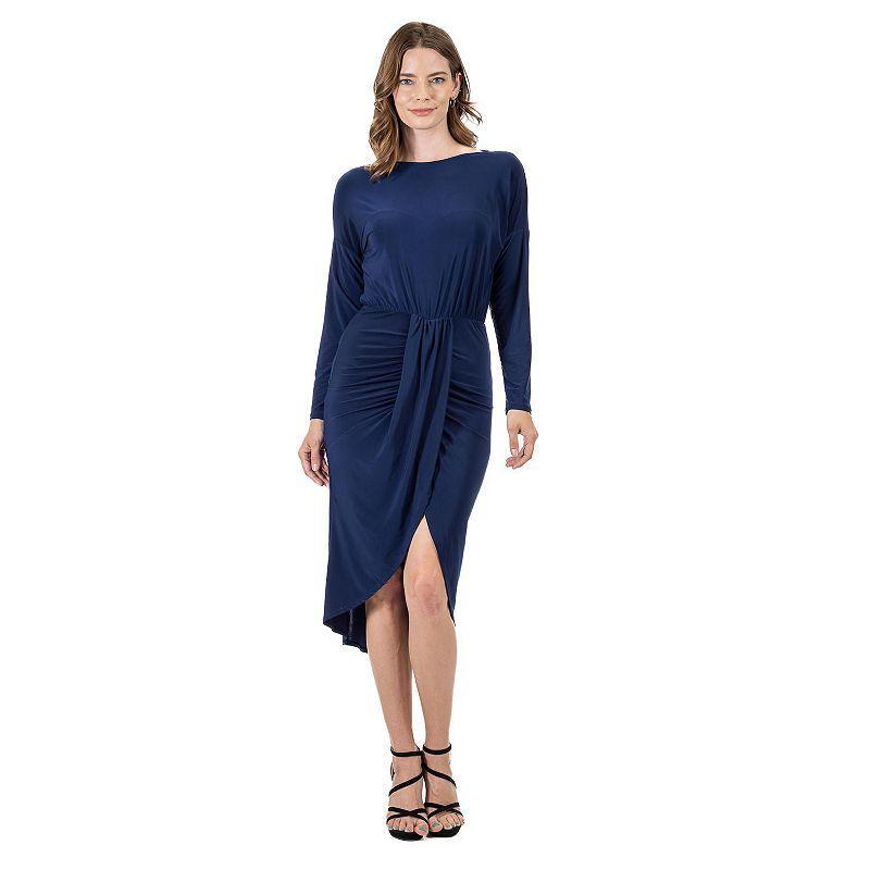 Womens 24Seven Comfort Apparel Long Sleeve Dressy Tulip Skirt Knee Length Dress Product Image