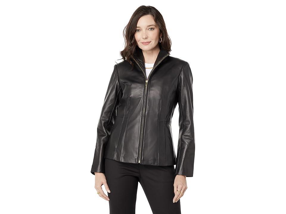 Cole Haan Womens Petite Leather Coat Product Image