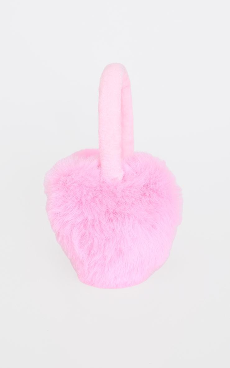 Pink Faux Fur Heart Ear Muffs Product Image