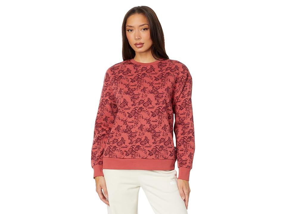 PUMA Essentials+ Floral Vibes All Over Print Crew Sweatshirt (Alpine Snow) Women's Clothing Product Image