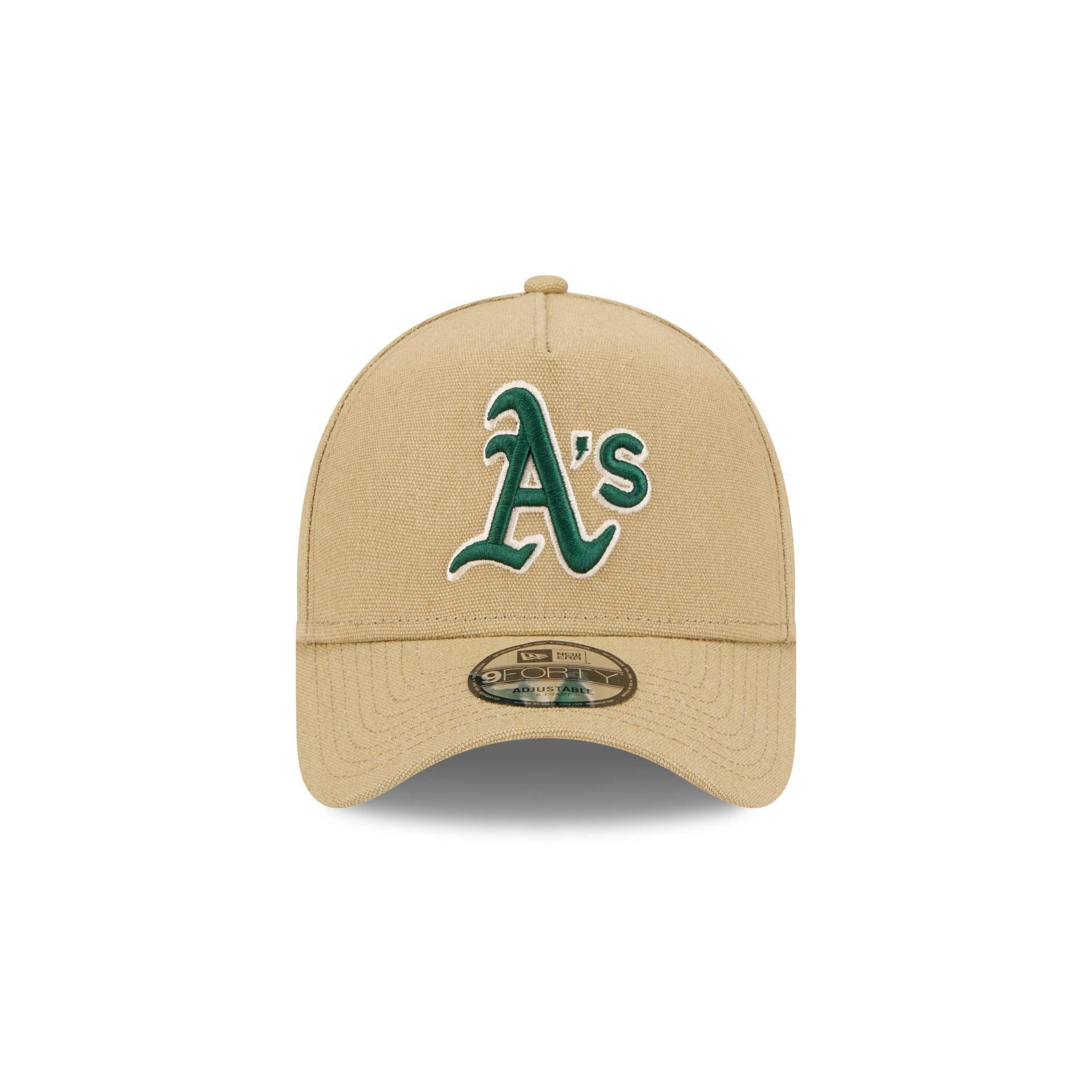 Oakland Athletics Logo Essentials Khaki 9FORTY A-Frame Snapback Hat Male Product Image