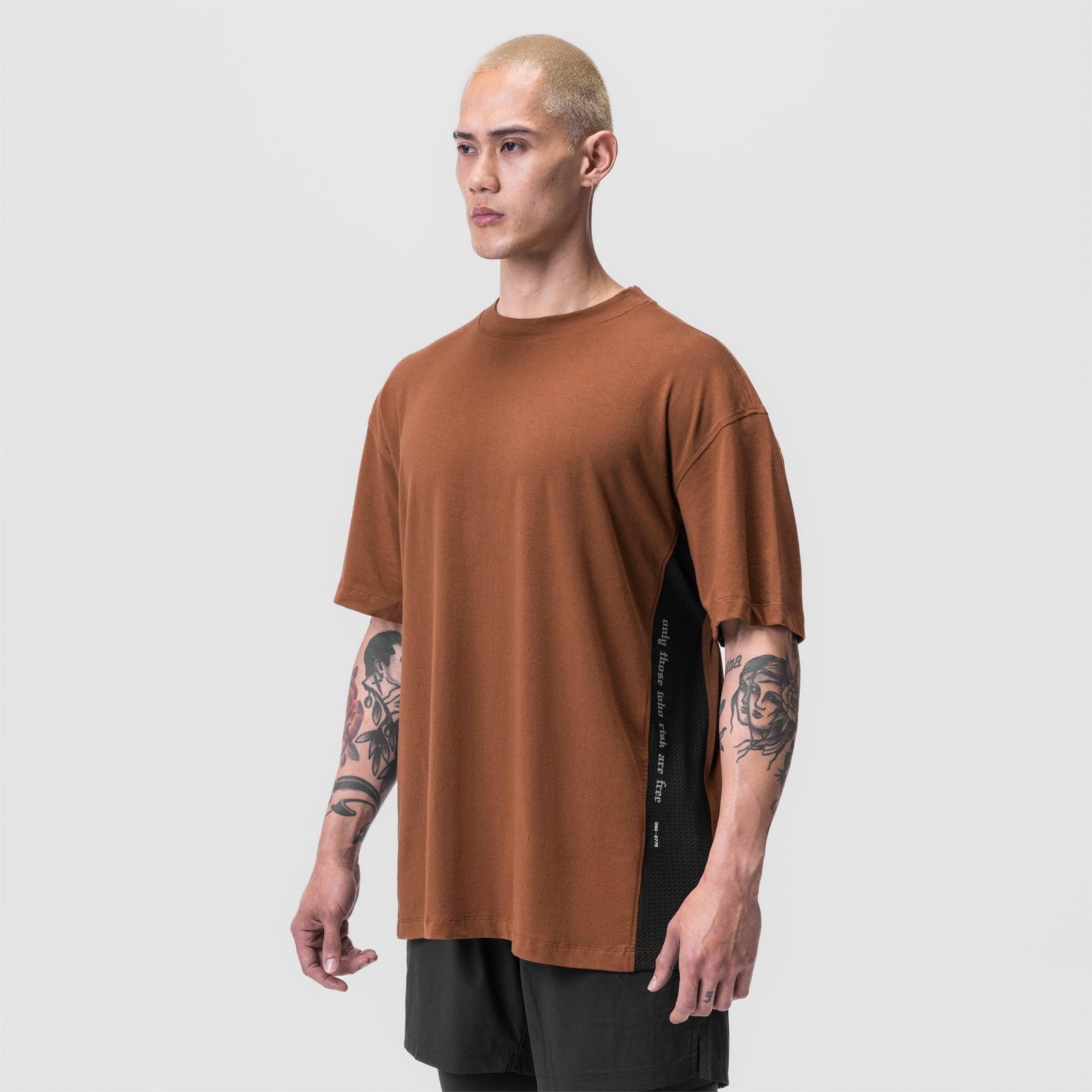 0779. Supima® Mesh Panel Oversized Tee - Rust Product Image