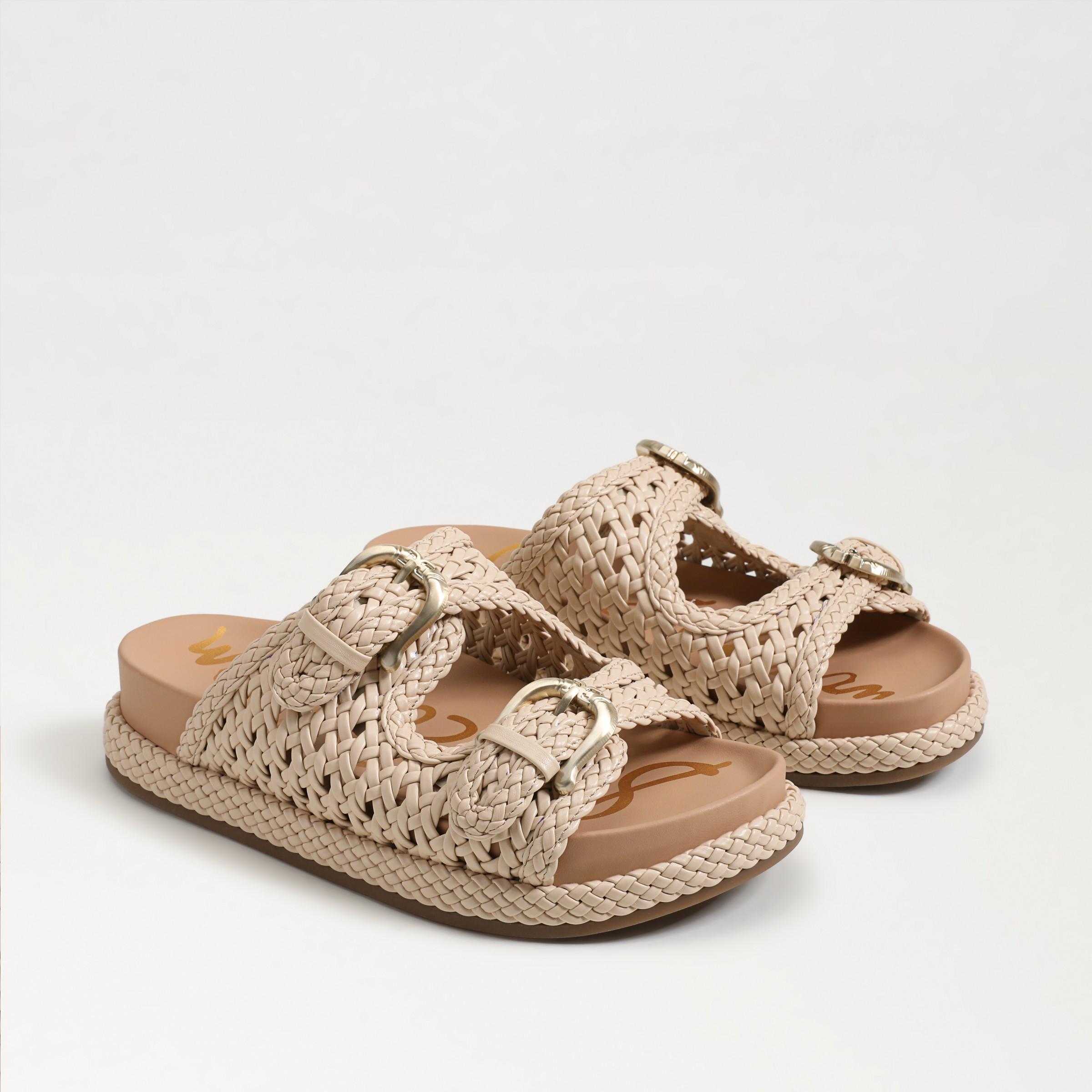 Sam Edelman Reid Buckle Platform Sandal Linen Woven Leather 9.0 Product Image