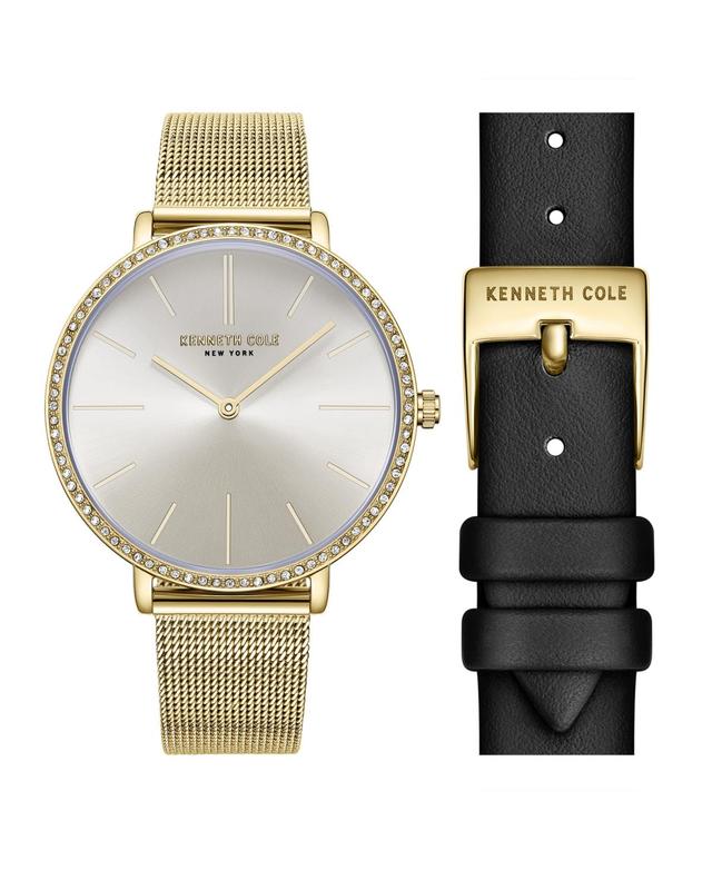 Kenneth Cole New York Ladies Classic Slim Mesh & Strap Watch Set in Gold Product Image