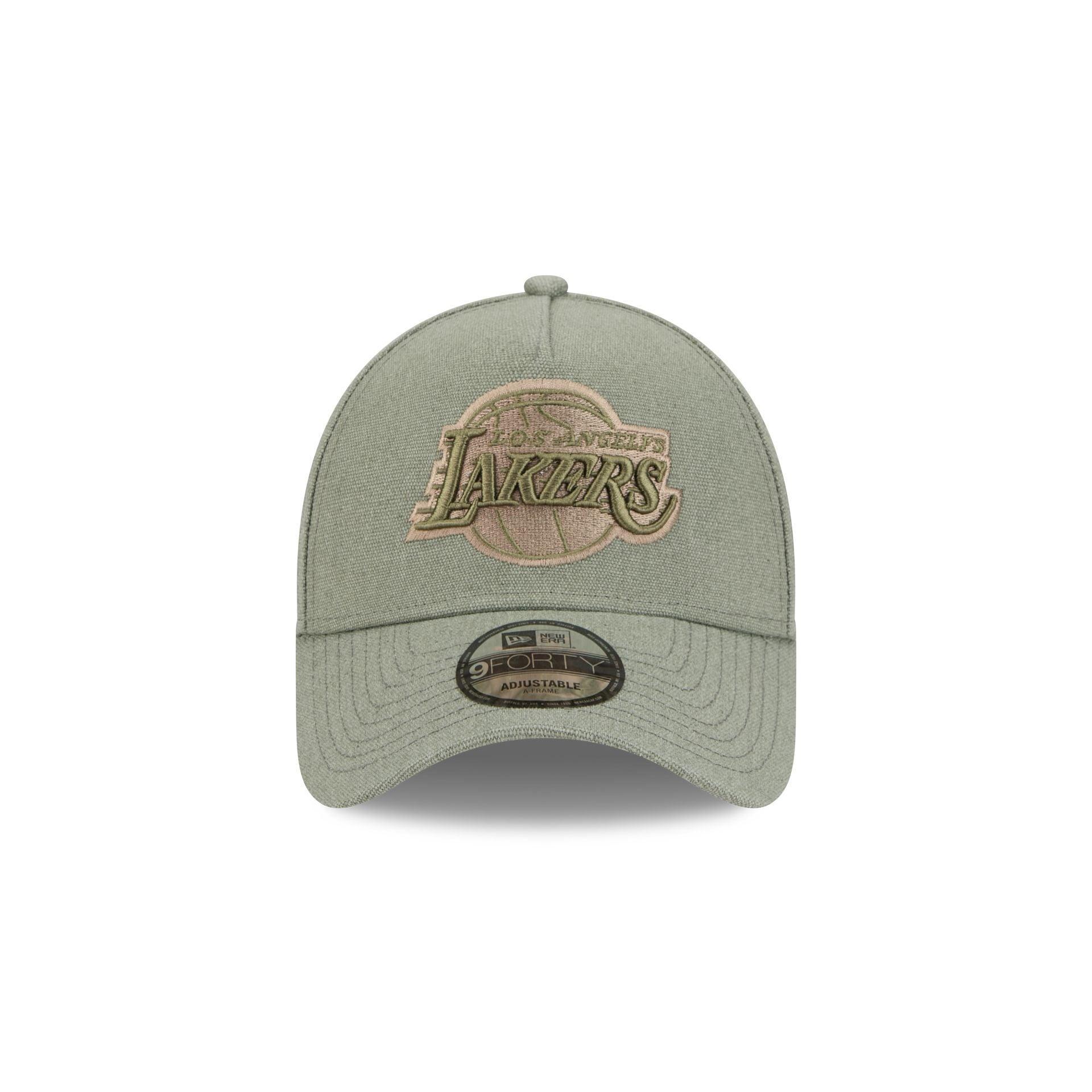 Los Angeles Lakers Logo Essentials Olive 9FORTY A-Frame Snapback Hat Male Product Image