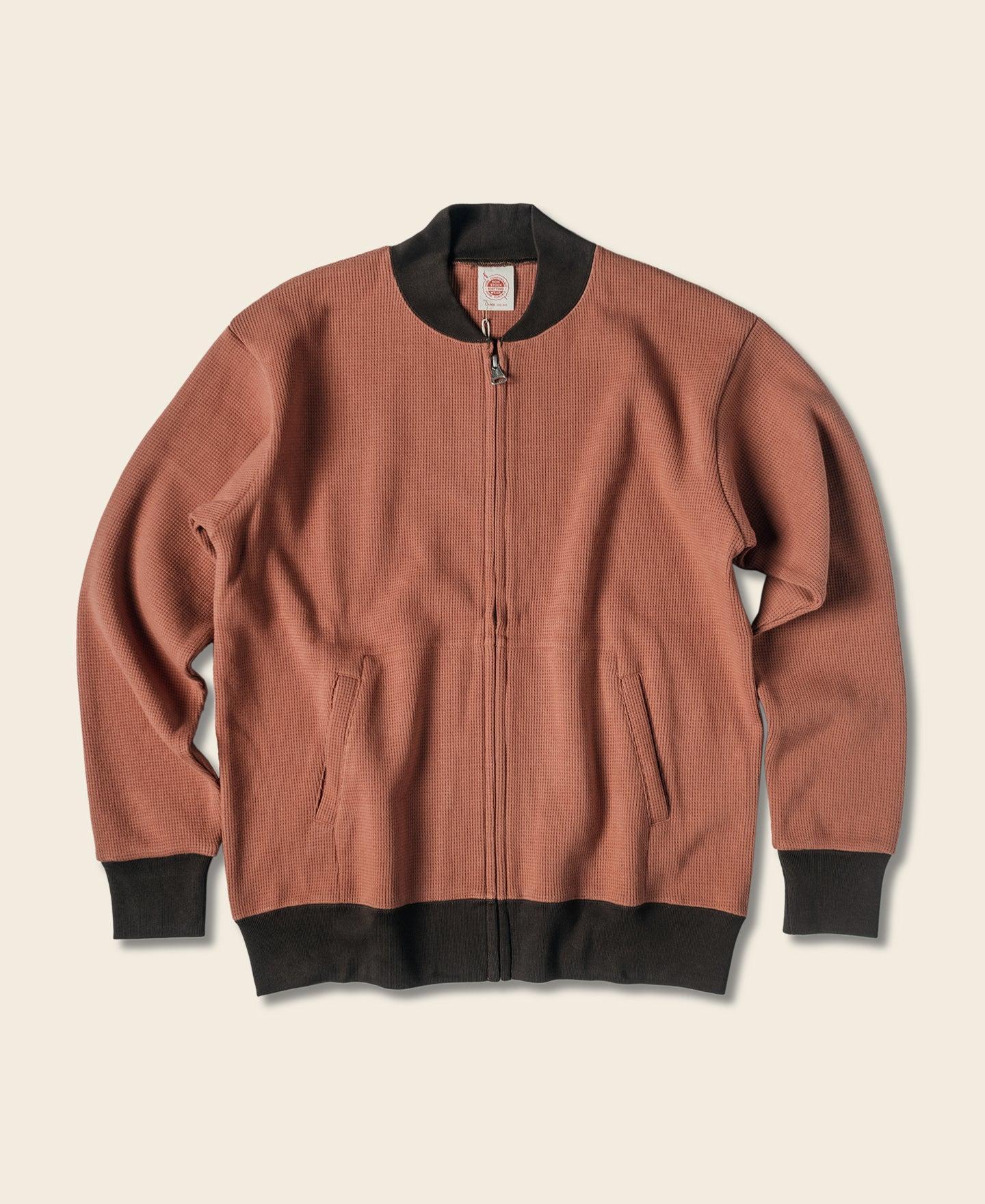 Waffle Cotton Full-Zip Track Jacket - Orange Product Image