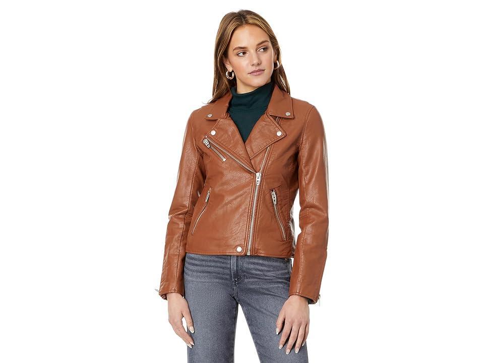 Blank NYC Faux Leather Moto Jacket (Redwood) Women's Coat Product Image