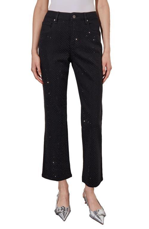 Ming Wang Stretch Denim Crystal Stud Front Detail Flared Product Image