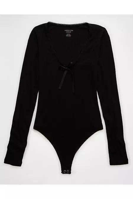 AE Long-Sleeve V-Neck Bow Bodysuit Women's Product Image