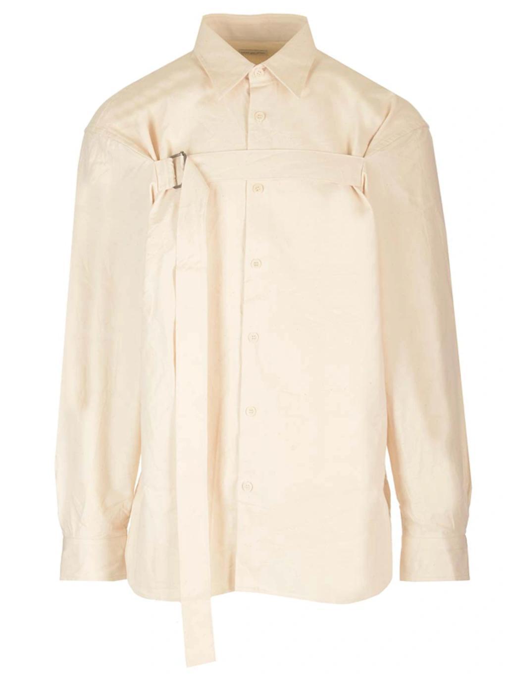 Oversized Shirt With Strap In White Product Image