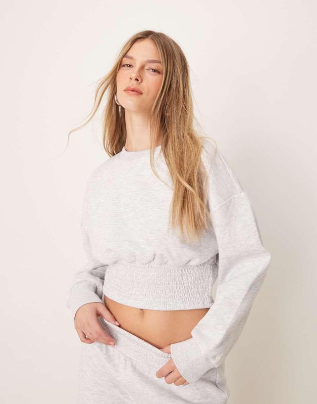 ASOS DESIGN shirred blouson sweatshirt in gray heather Product Image