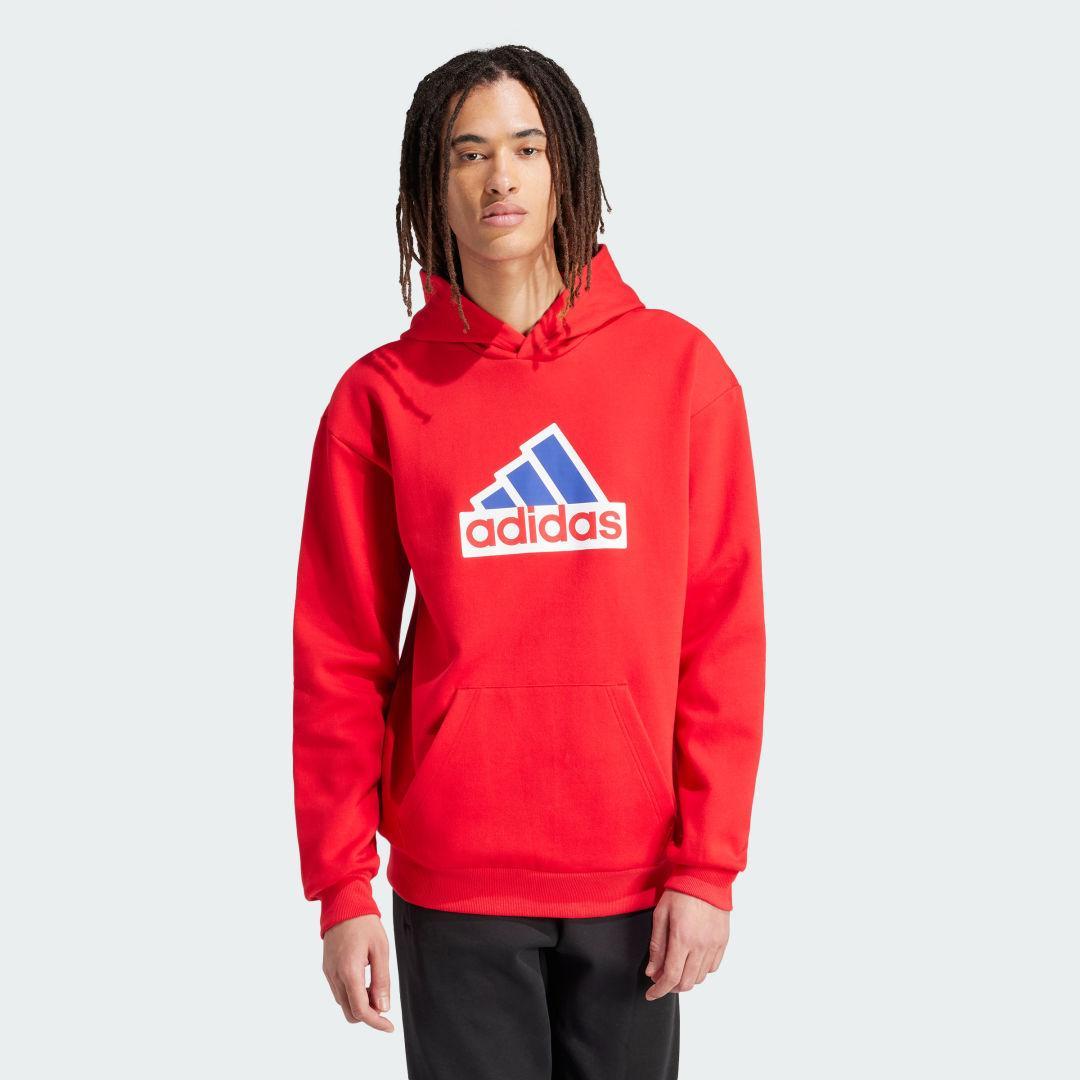 adidas Future Icons Badge of Sport Hoodie Better Scarlet 2XL Mens Product Image