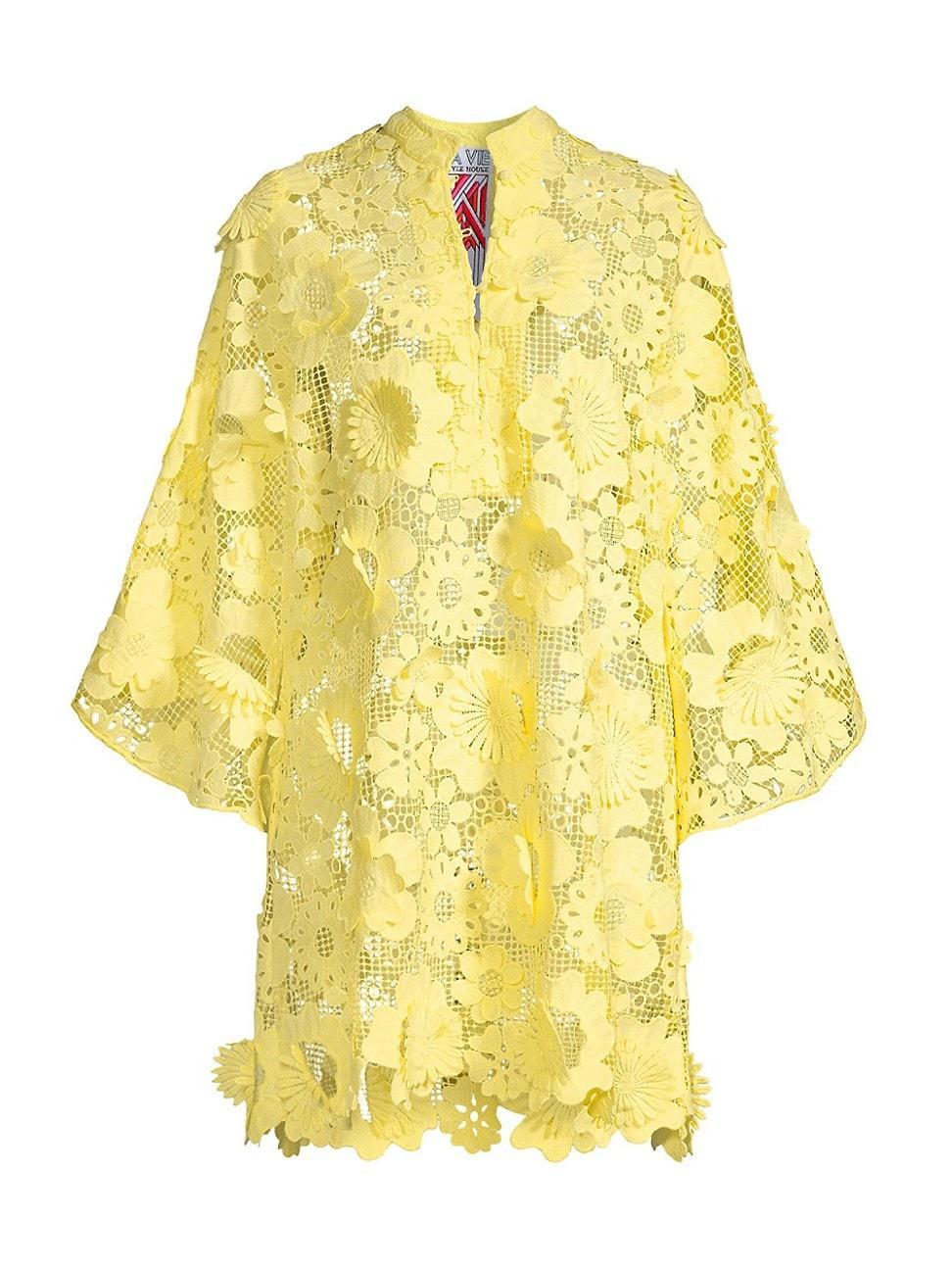 Womens 60s Floral Lace Mini Caftan Product Image