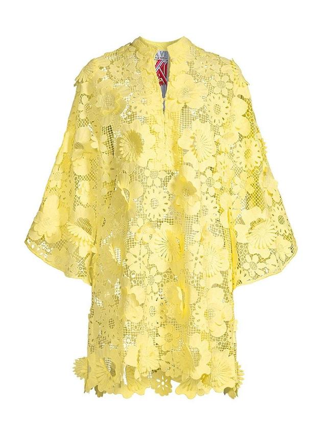 Womens Floral Lace Mini Caftan Product Image