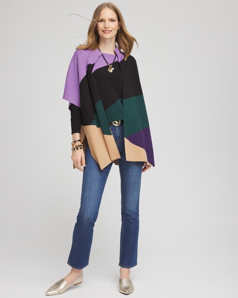 Colorblock Sweater Ruana Product Image