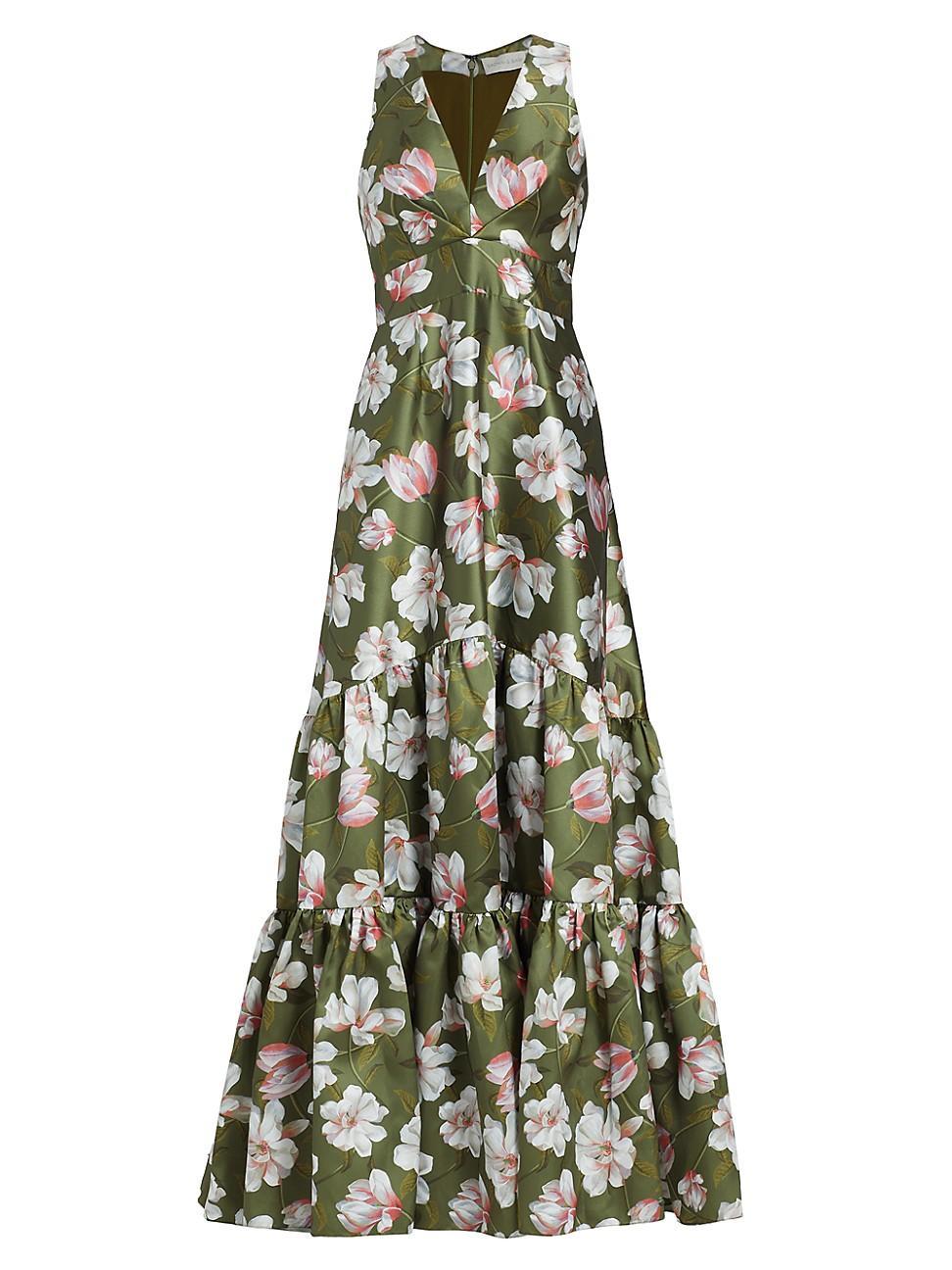 Womens Rori Floral Satin Gown Product Image