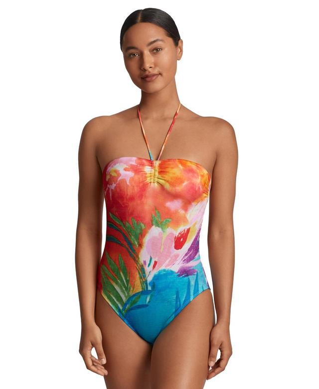 Lauren Ralph Lauren Womens Gathered-Front Bandeau One Piece Swimsuit Product Image