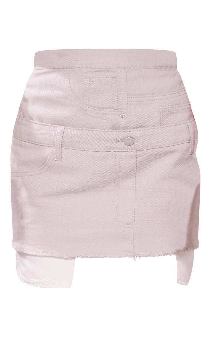 Petite Washed Grey Double Waistband Pocket Denim Skirt Product Image