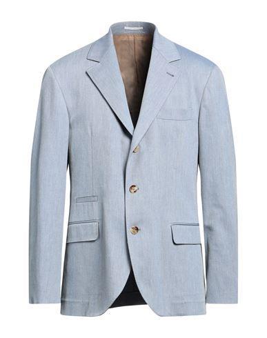 BRUNELLO CUCINELLI Man Blazer Light Blue Size 40 Cotton, Elastane Product Image