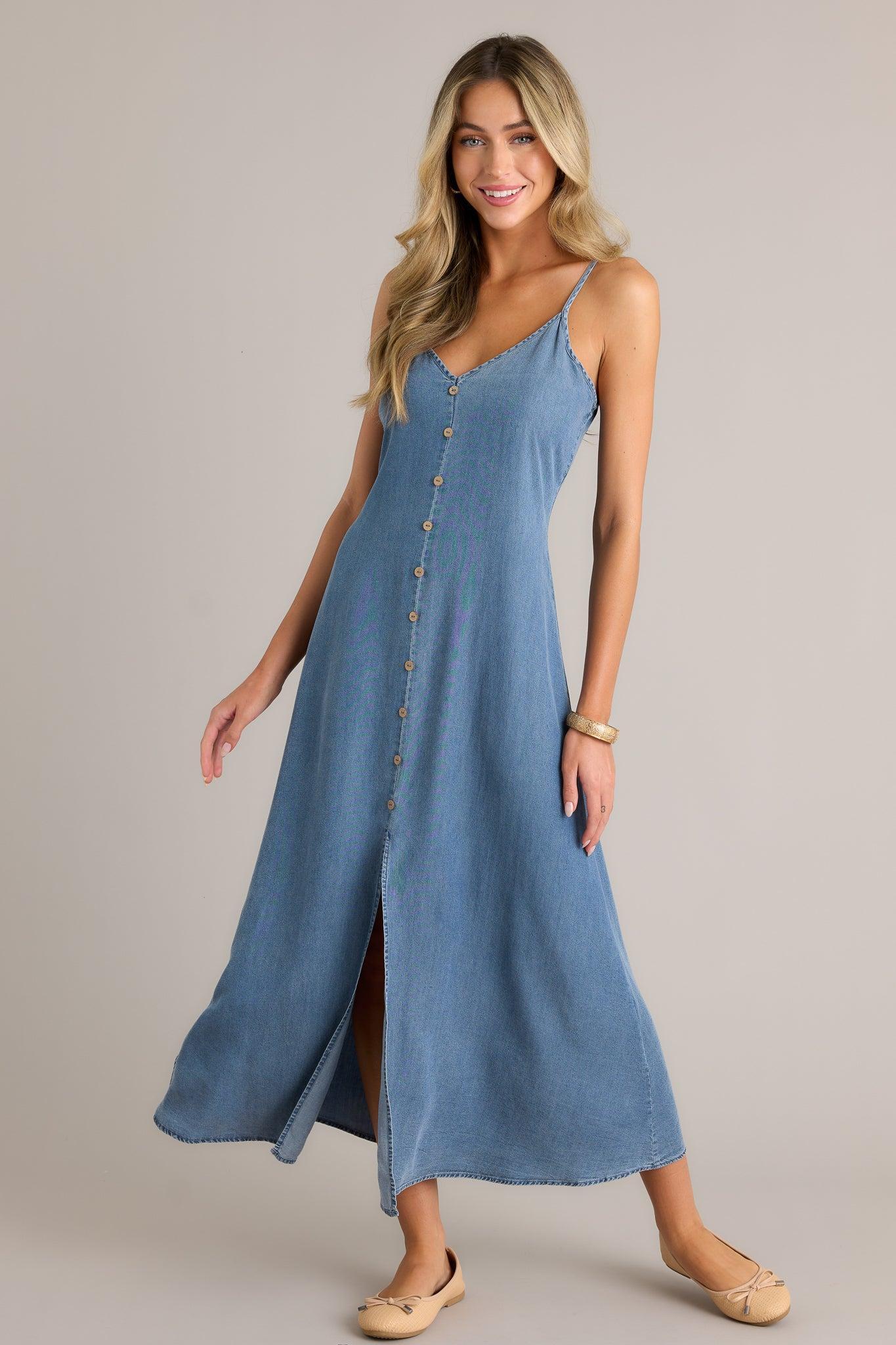 Secret Crush Light Chambray Maxi Dress Product Image