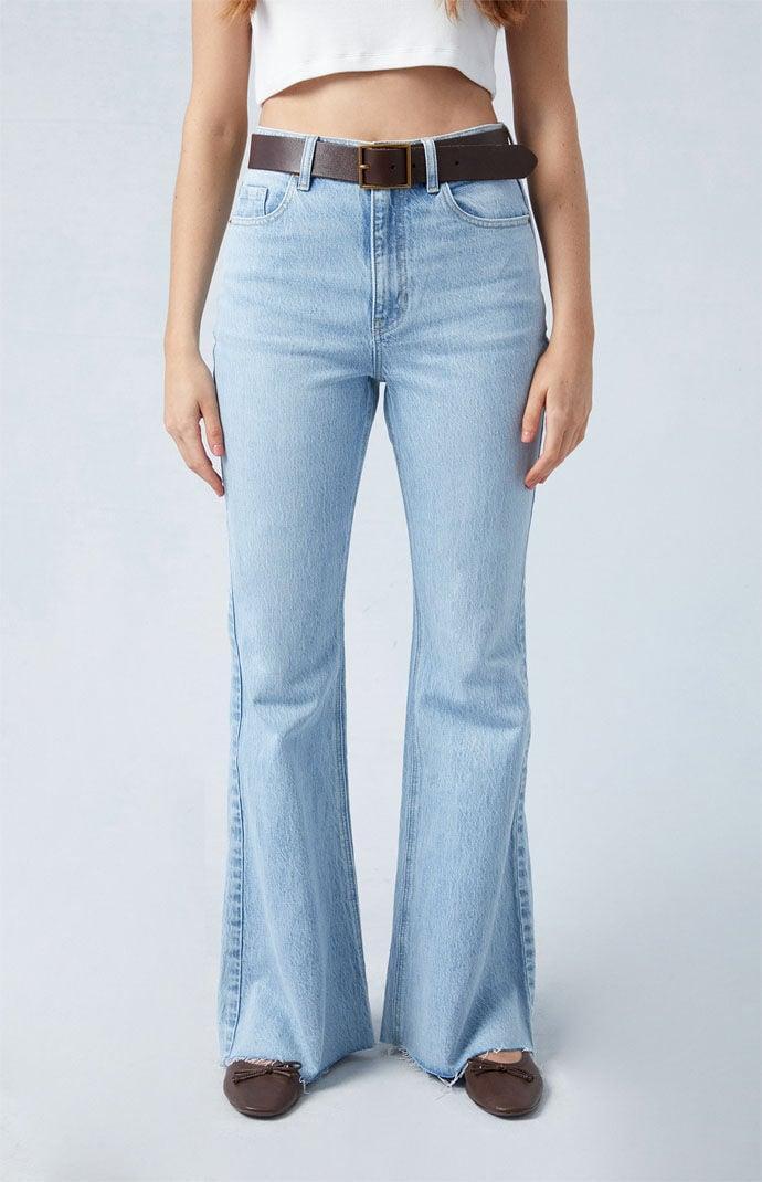 Women's Eco Stretch Light Indigo High Waisted Flare Jeans Product Image