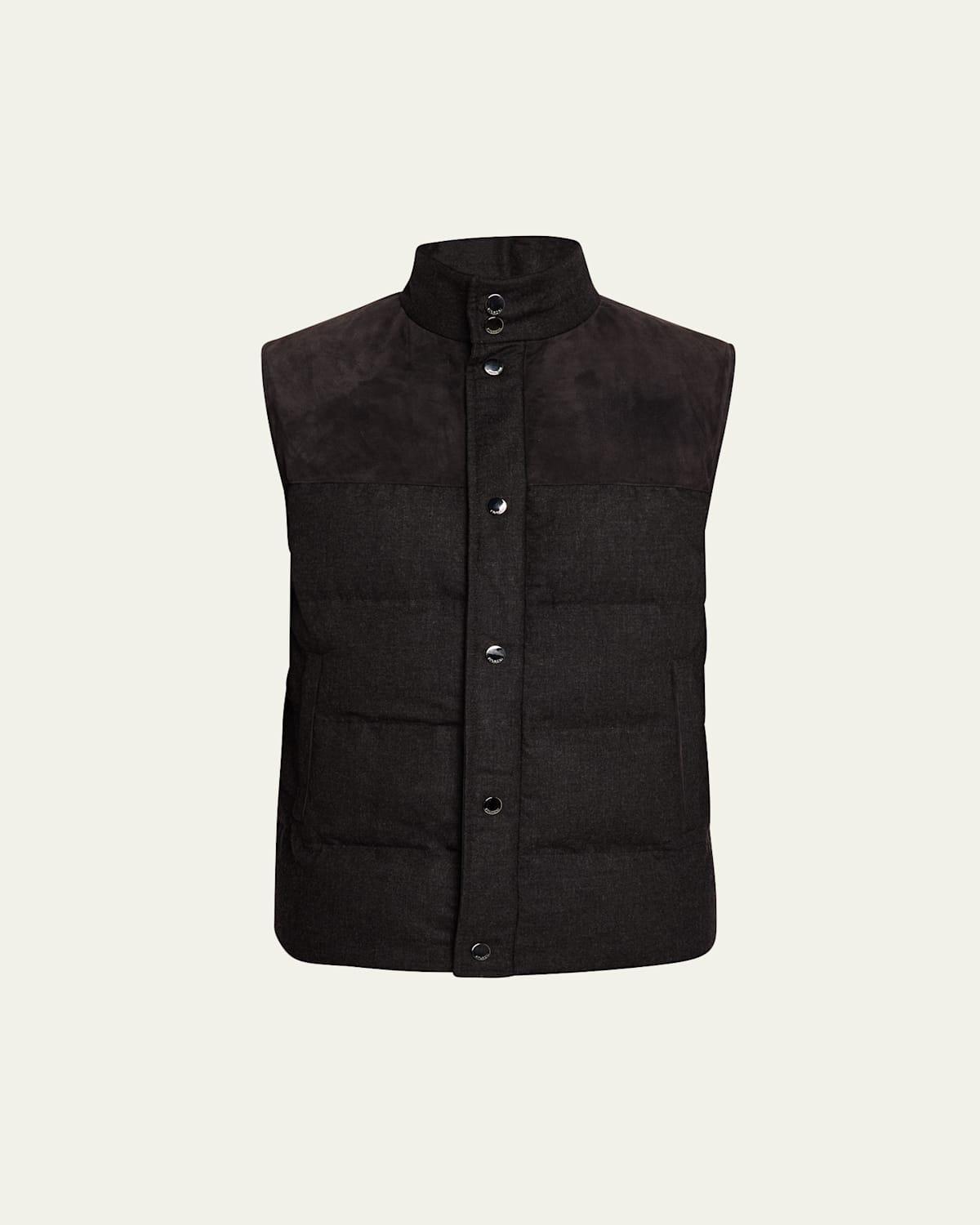 Mens Cashmere and Leather Down Vest Product Image