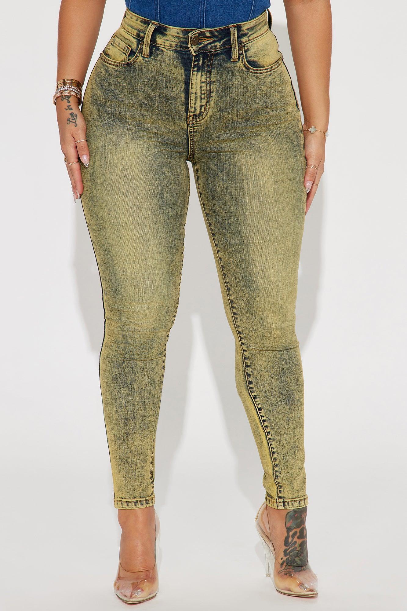 It's Giving High Stretch Curvy Skinny Jeans - Yellow Product Image