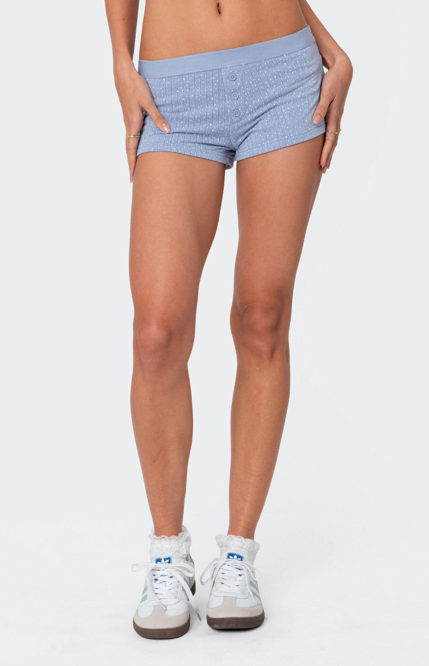 Edikted Women's Lorelei Printed Pointelle Shorts Product Image