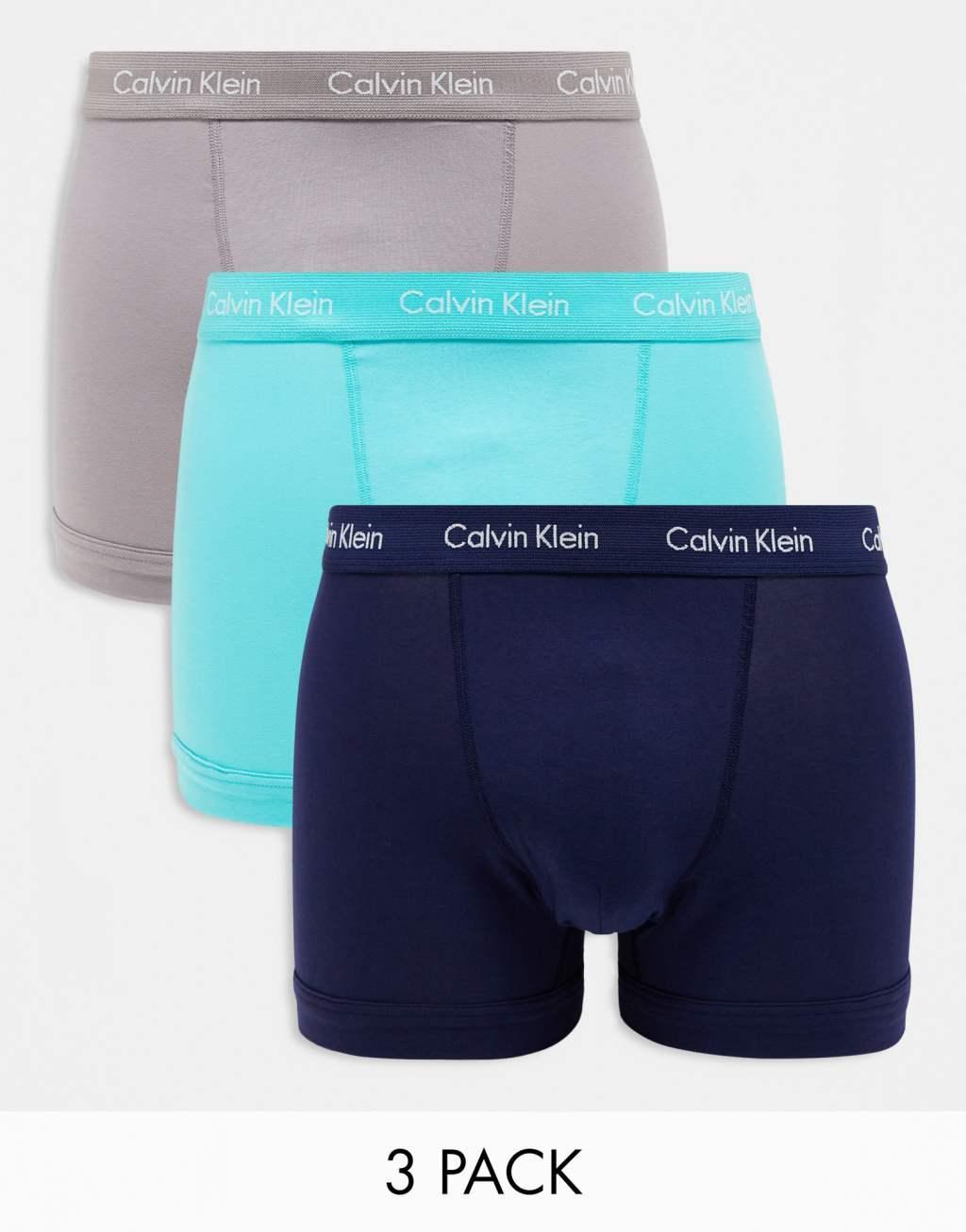 Calvin Klein cotton stretch trunks 3 pack in multi Product Image