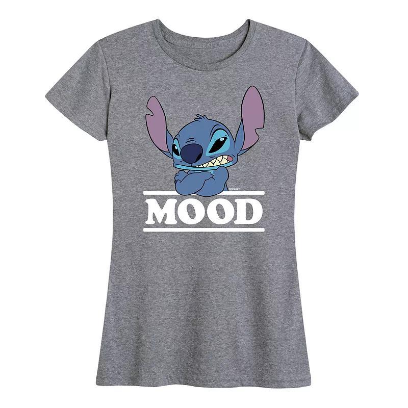 Disneys Lilo & Stitch Womens Mood Graphic Tee Heather Grey Product Image