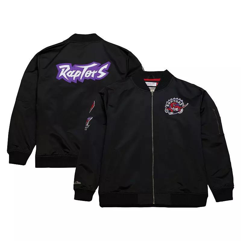 Mens Mitchell & Ness Black Toronto Raptors Hardwood Classics Vintage Logo Full-Zip Bomber Jacket Product Image