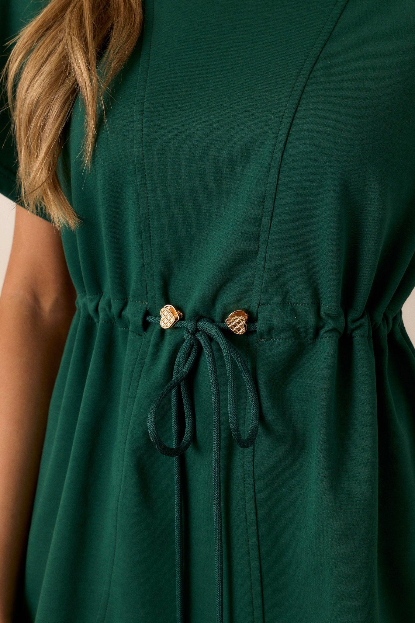 For The Day Hunter Green Short Sleeve Mini T-Shirt Dress Product Image