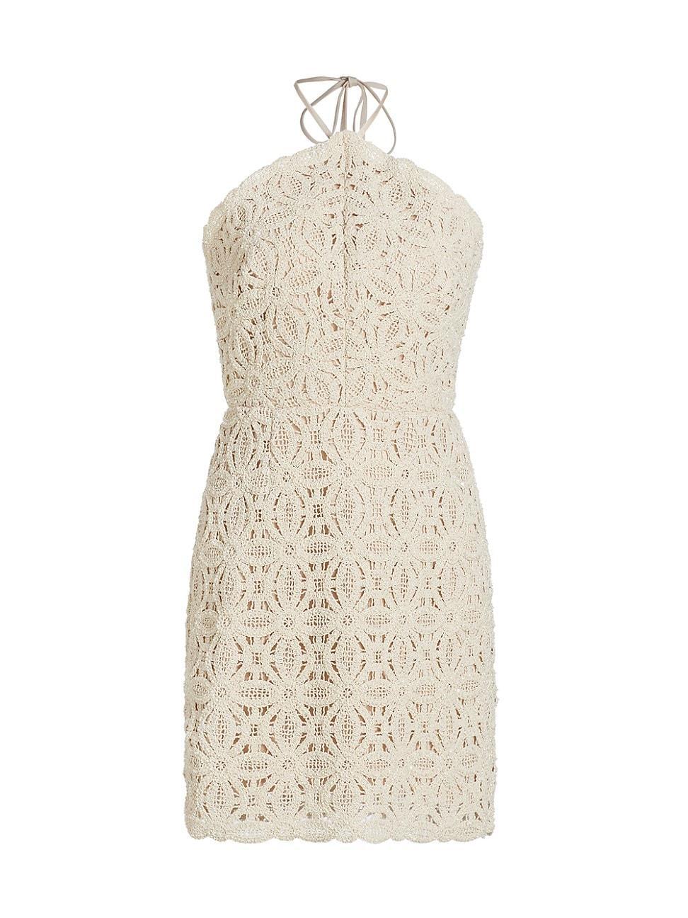 Womens Celeste Beaded Crochet Halterneck Dress Product Image