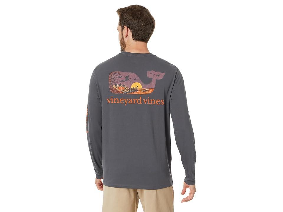 Vineyard Vines Halloween Whale Fill Long Sleeve Tee (Evening Sky) Men's T Shirt Product Image