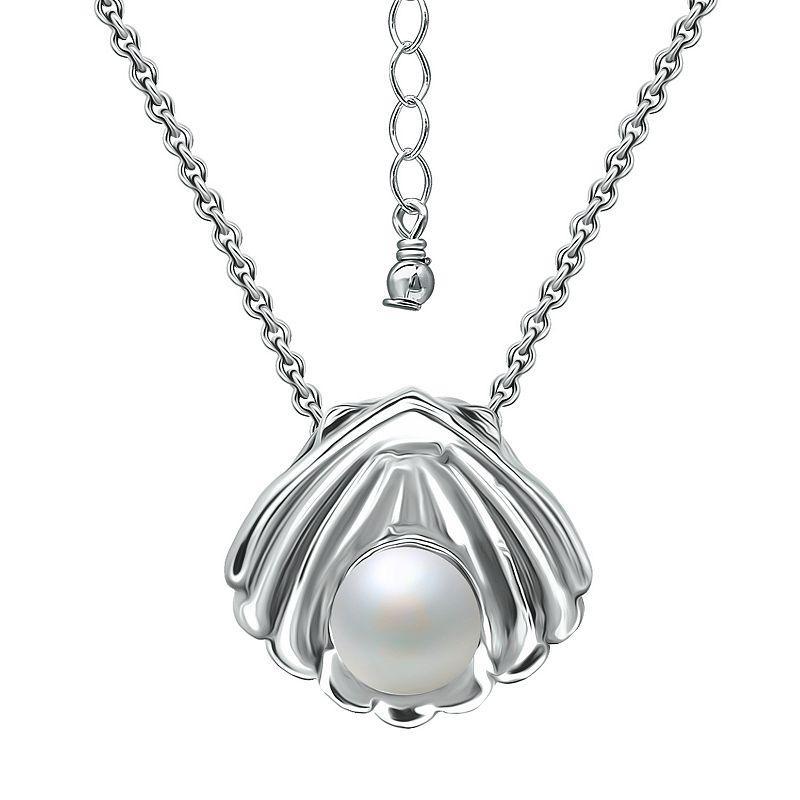 Aleure Precioso Sterling Silver Clam Shell & Freshwater Cultured Pearl Pendant Necklace, Womens Product Image