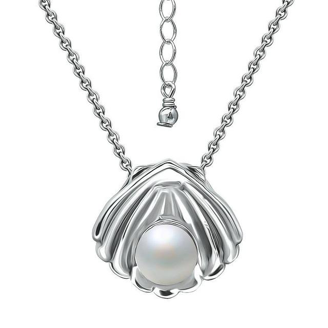 Aleure Precioso Sterling Silver Clam Shell & Freshwater Cultured Pearl Pendant Necklace, Womens Silver Tone Product Image