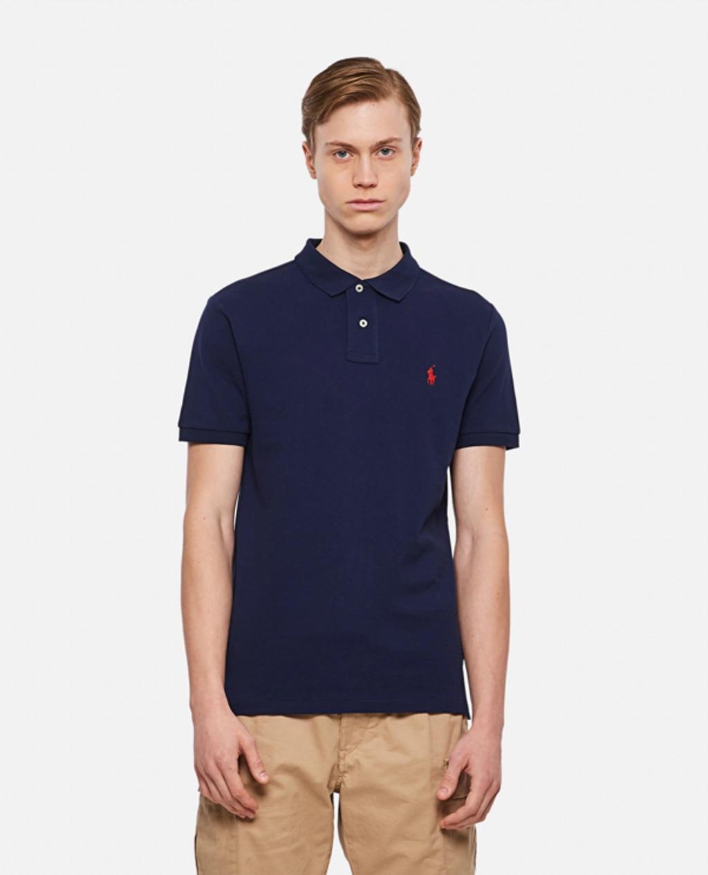 Embroidered Logo Polo Shirt In Blue Product Image