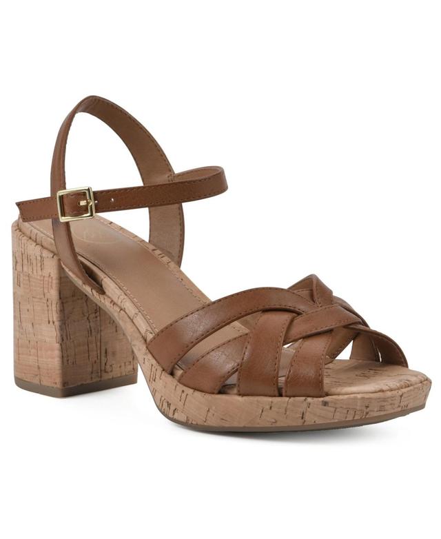 White Mountain Womens Dubonnet Cork Block Heel Sandals Product Image