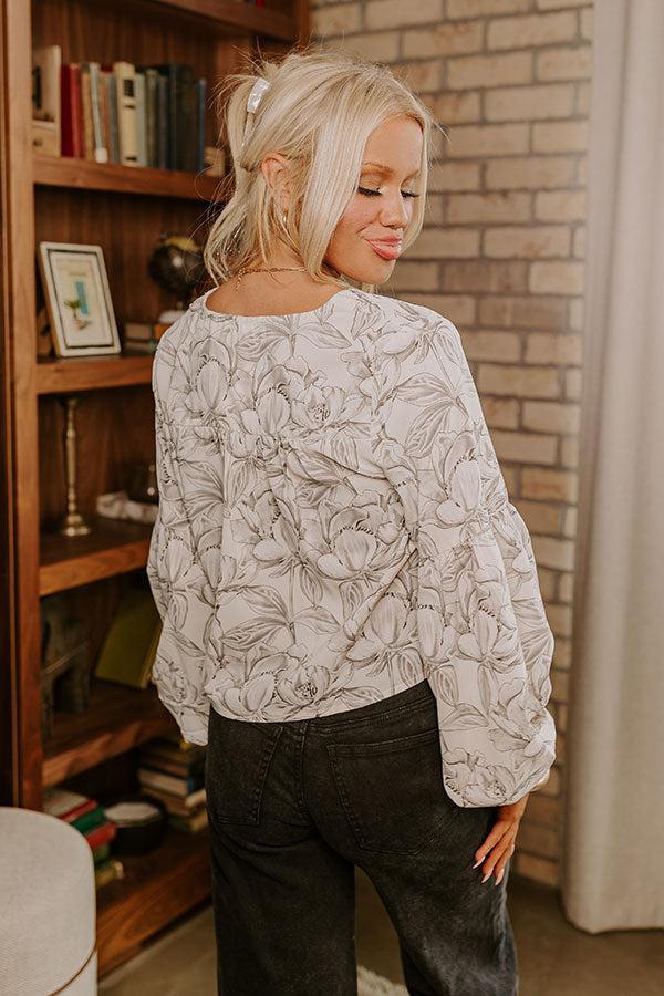 Courtyard Dreaming Floral Top in Grey Product Image