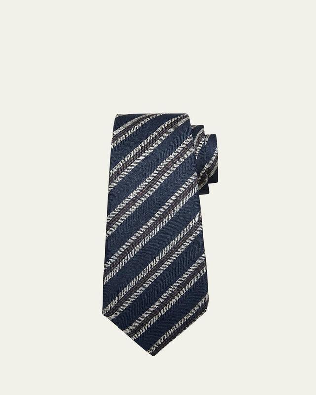 Mens Silk-Linen Stripe Tie Product Image