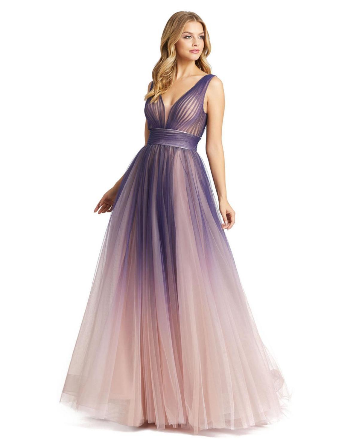 Womens Gradient V-Neck Ballgown Product Image