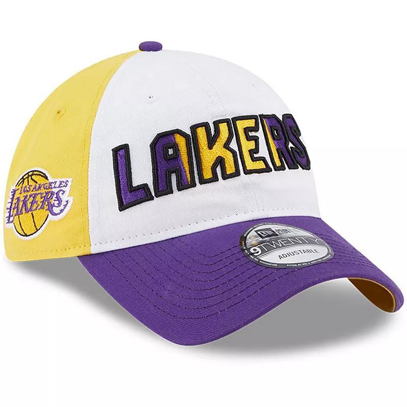 Mens New Era White Los Angeles Lakers Back Half 9TWENTY Adjustable Hat - White Product Image