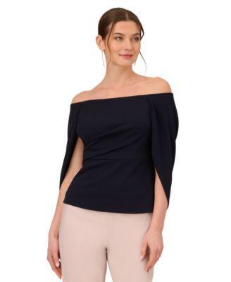 Adrianna Papell Womens Off-The-Shoulder Cape-Sleeve Top product image