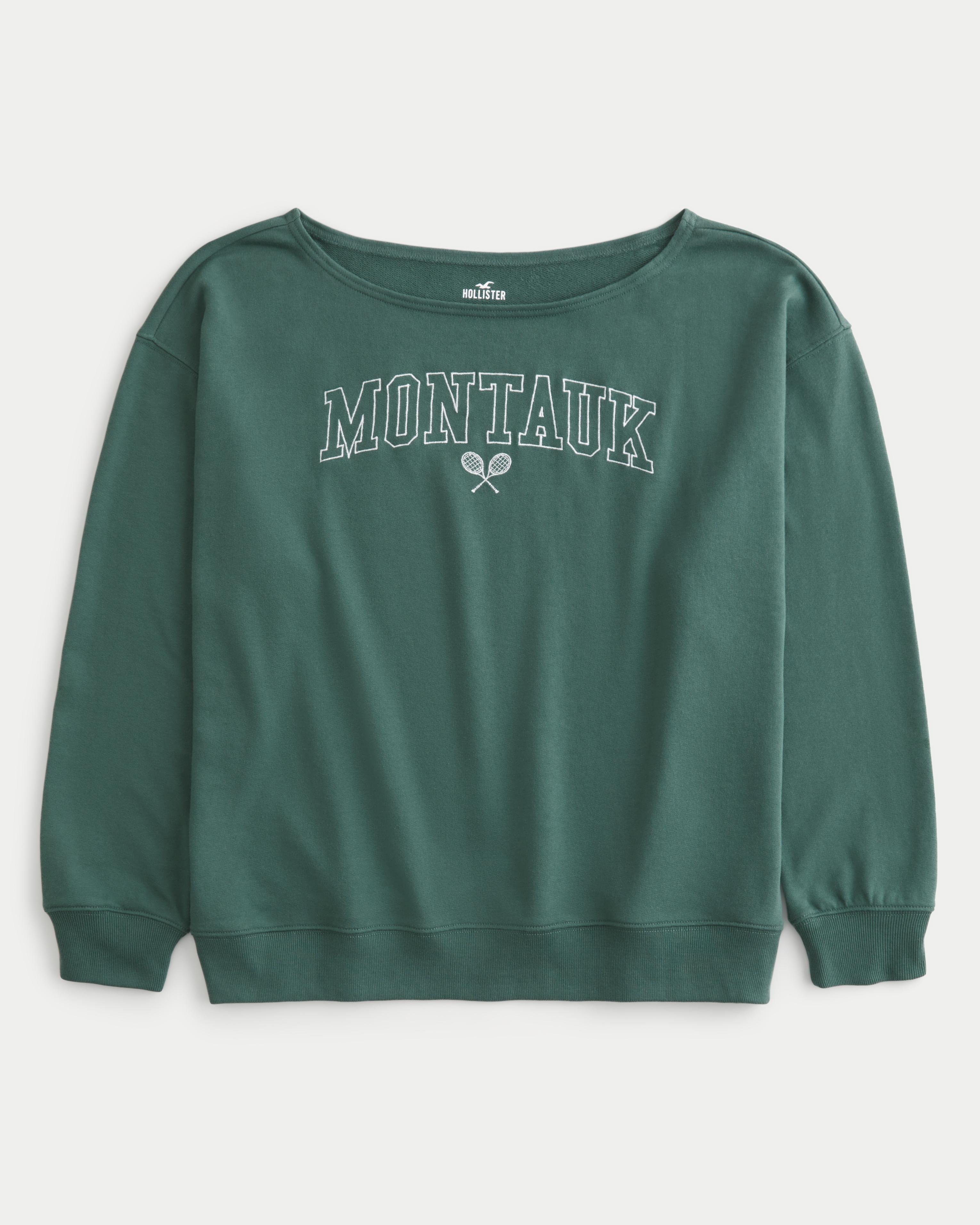 Oversized Off-the-Shoulder Montauk Graphic Sweatshirt Product Image