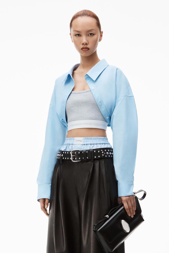 Layered Crop Bolero In Compact Cotton Product Image