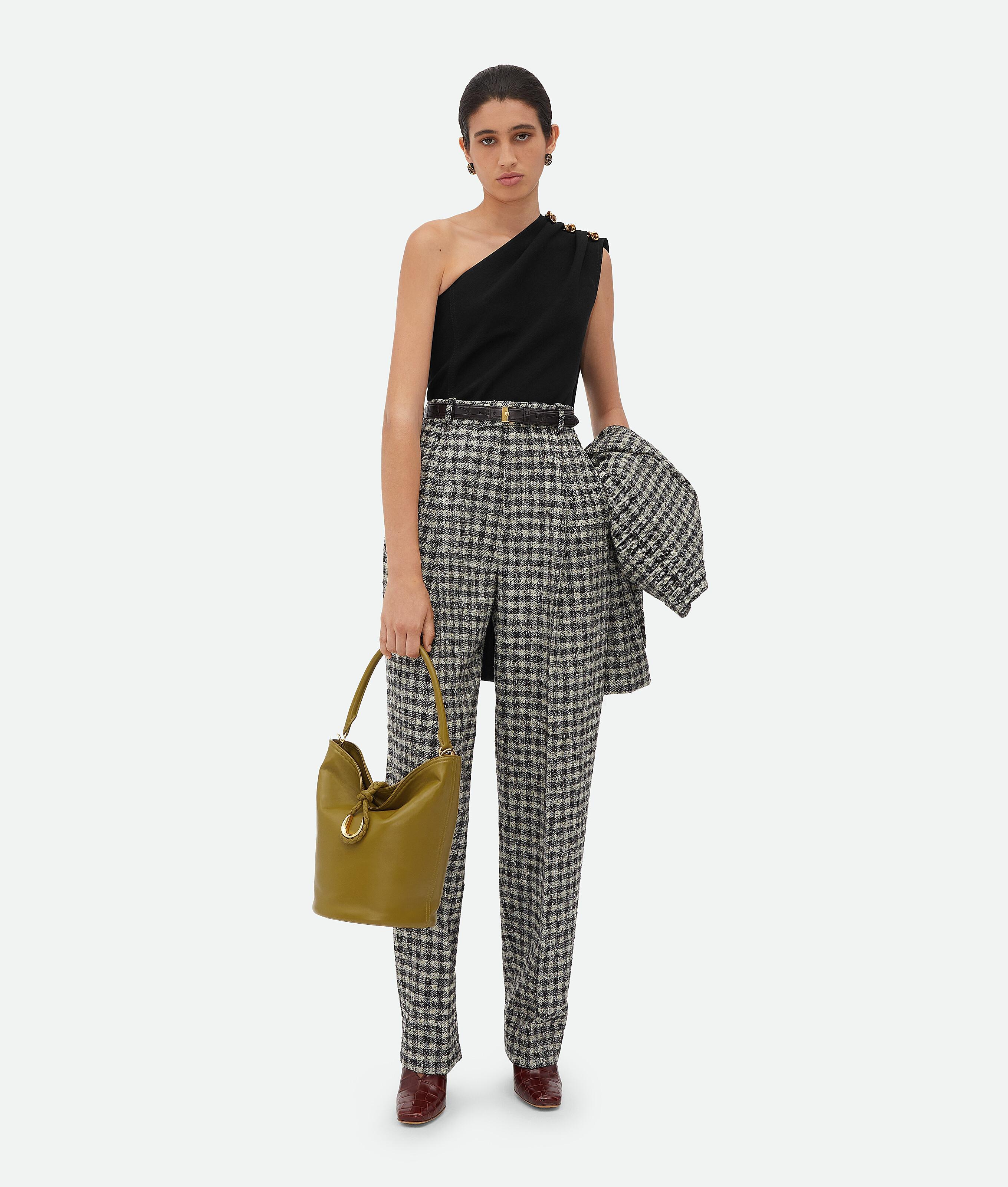 Women's Boucle Gingham Wool Trousers in Black/pearl/khaki Product Image